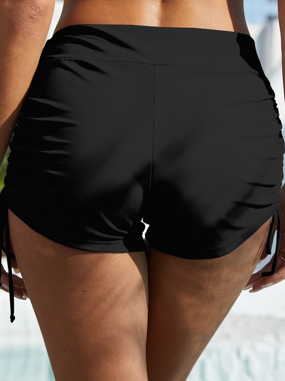 swvws Drawstring Mid-Rise Waist Swim Shorts