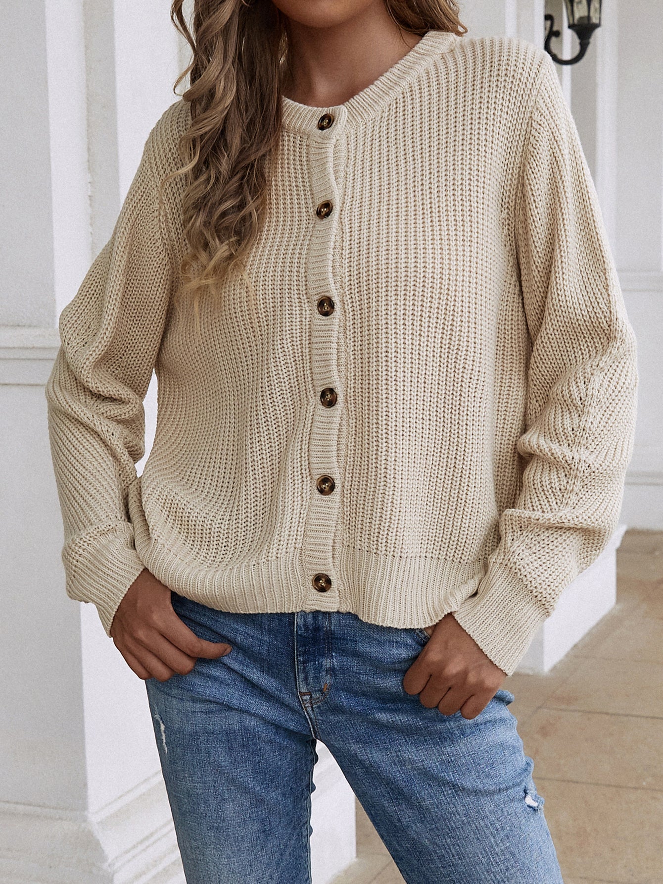 swvws Button Down Rib-Knit Reversible Sweater