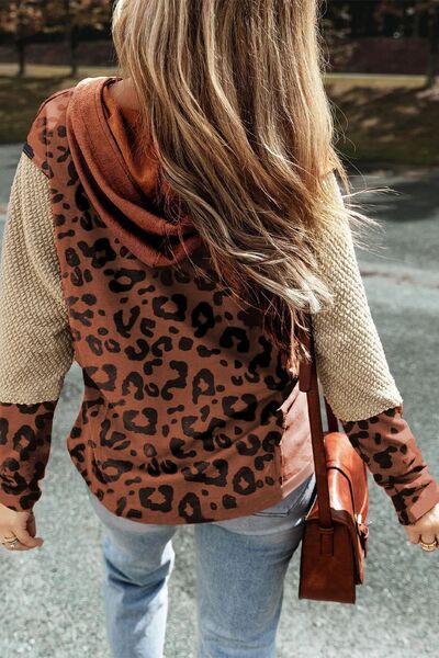 swvws Leopard Dropped Shoulder Hoodie