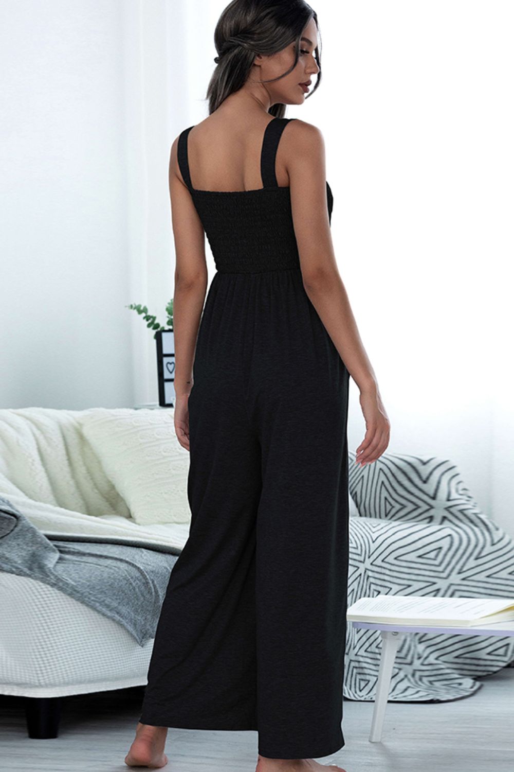 swvws Square Neck Sleeveless Pocket Jumpsuit