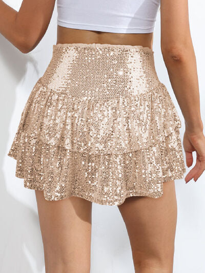 themeisles Sequin Layered Mini Skirt