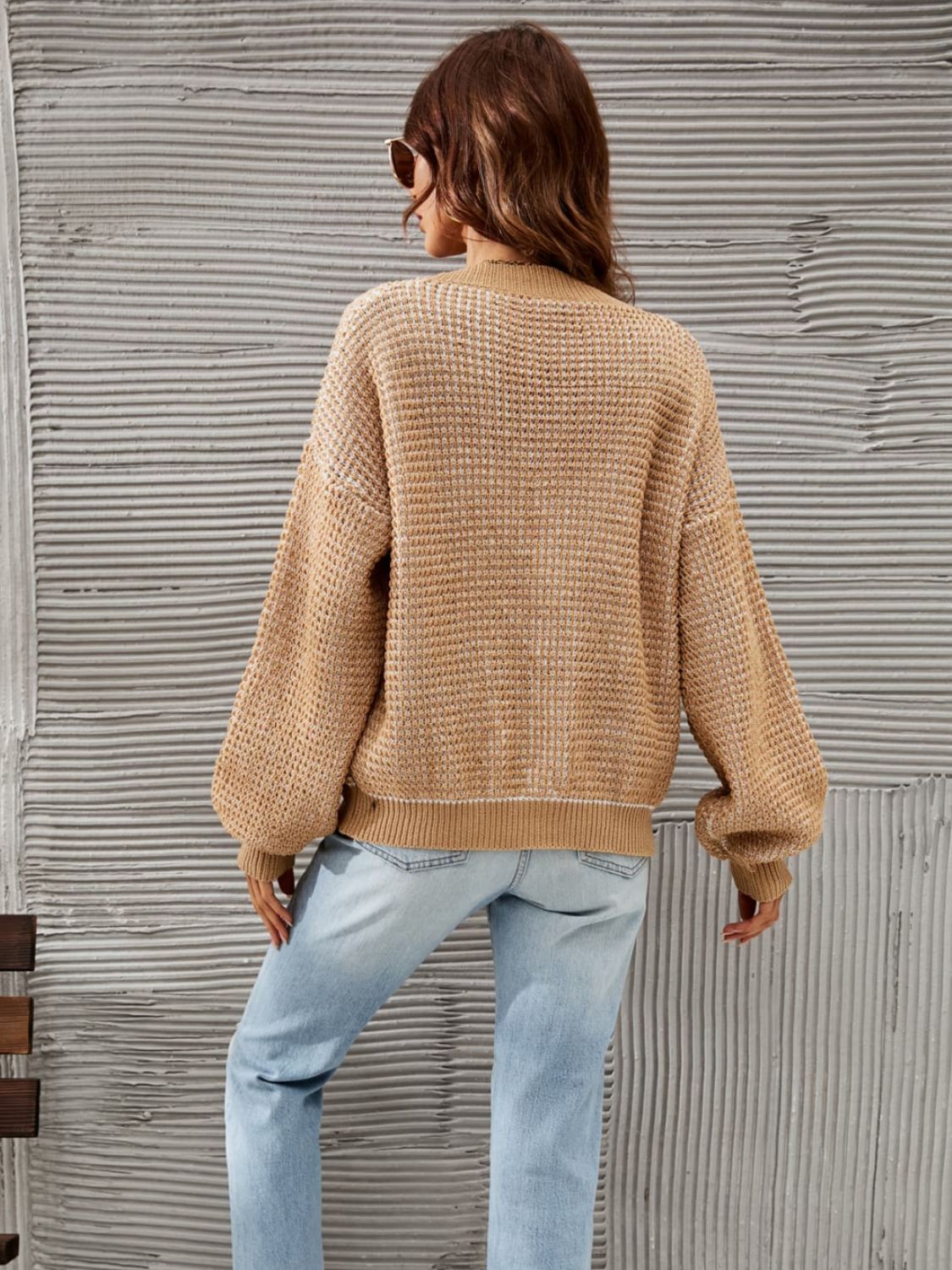 swvws V-Neck Dropped Shoulder Cardigan