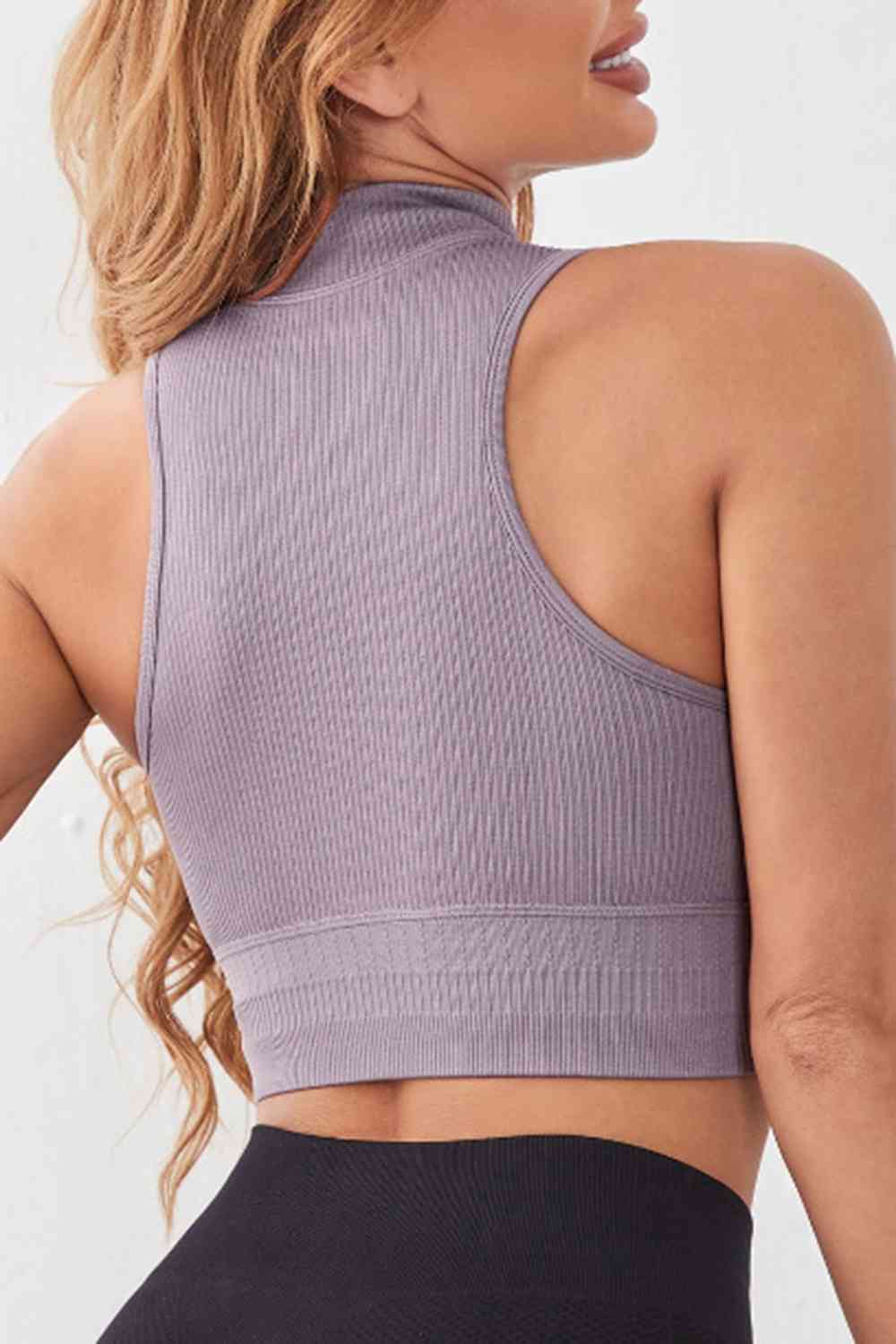 swvws Mock Neck Ribbed Sports Tank