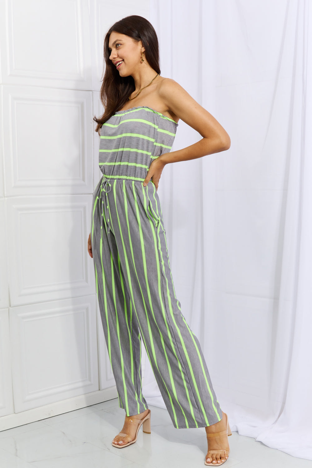 swvws Sew In Love Pop Of Color Full Size Sleeveless Striped Jumpsuit