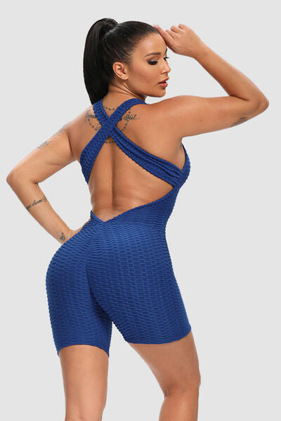 swvws Crisscross Wide Strap Active Romper