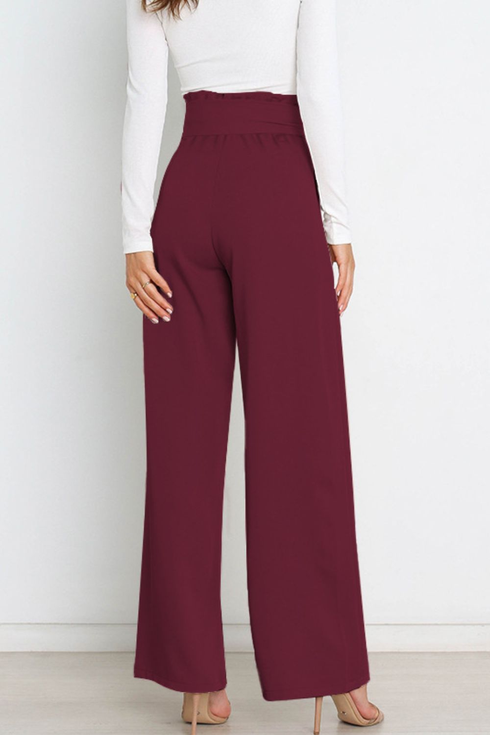 swvws Tie Front Paperbag Wide Leg Pants