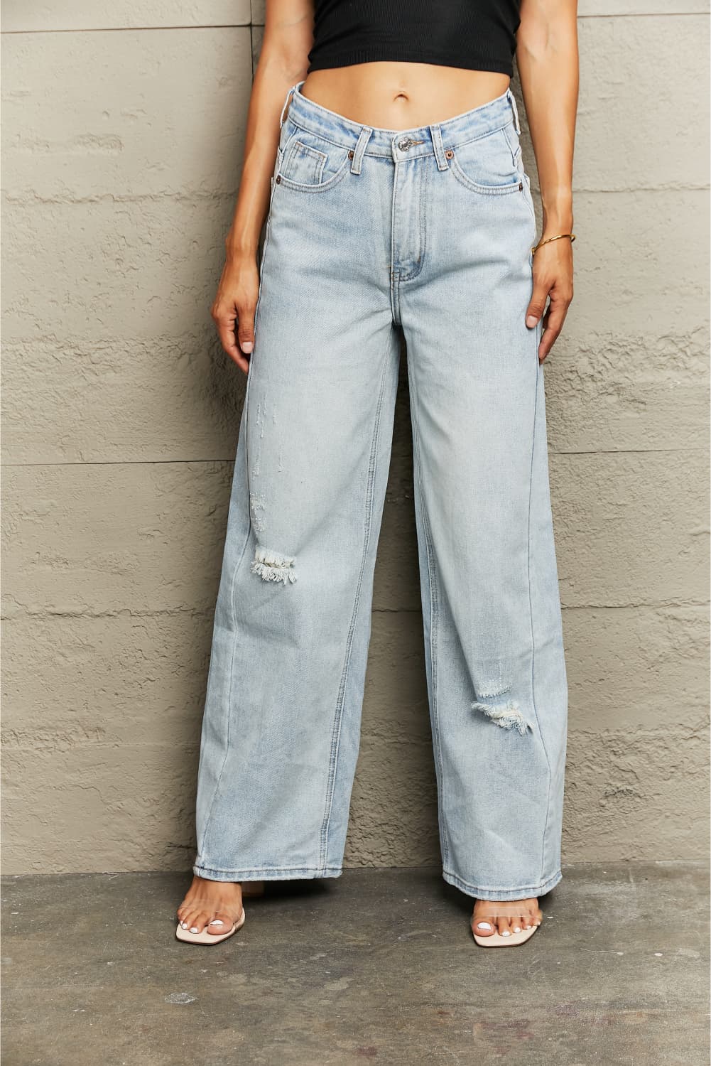 swvws Distressed Wide Leg Jeans