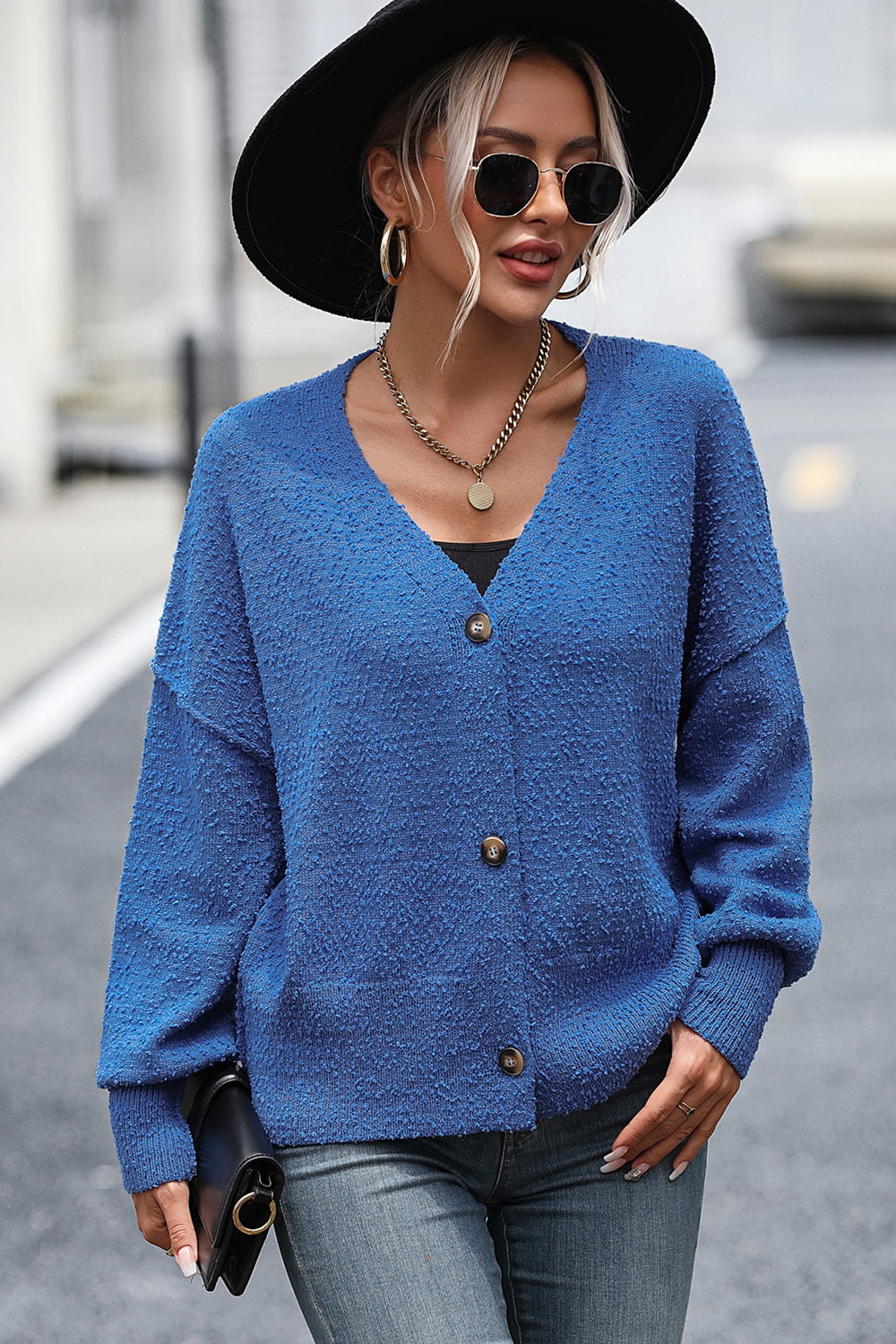 swvws Button-Up Dropped Shoulder Cardigan