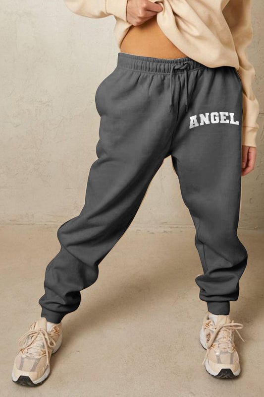 swvws Simply Love Simply Love Full Size Drawstring Angel Graphic Long Sweatpants