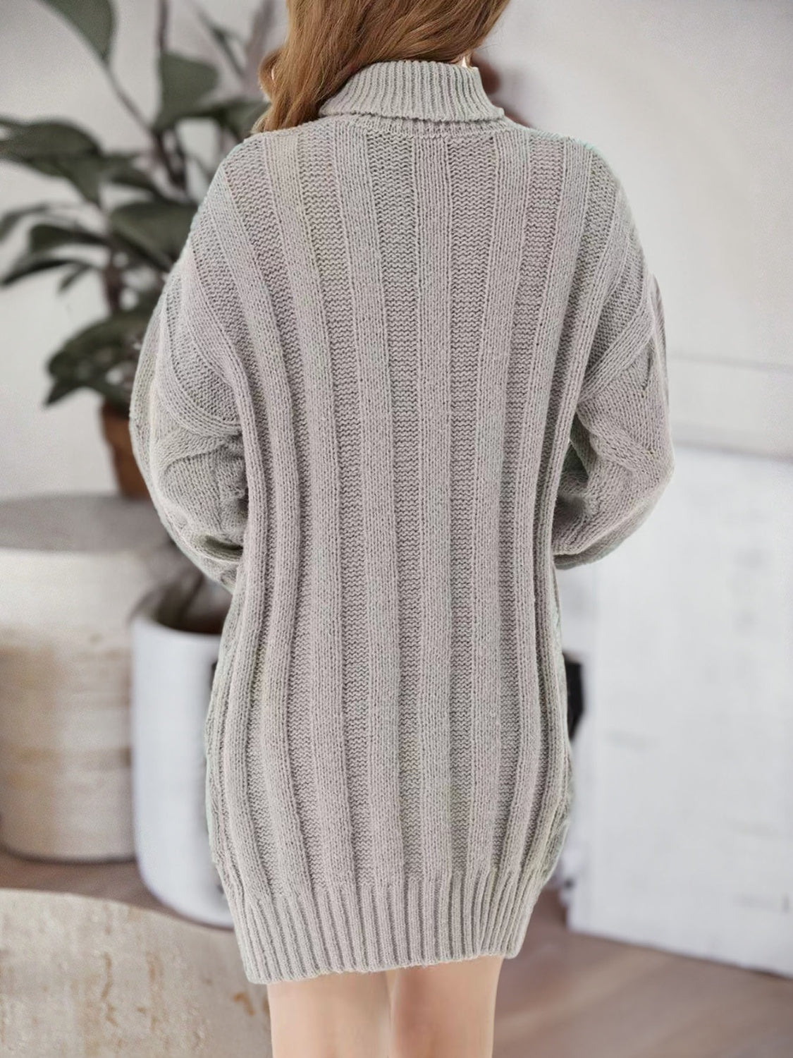 swvws Cable-Knit Turtleneck Sweater Dress