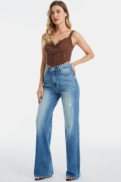 swvws BAYEAS Full Size Ultra High-Waist Gradient Bootcut Jeans