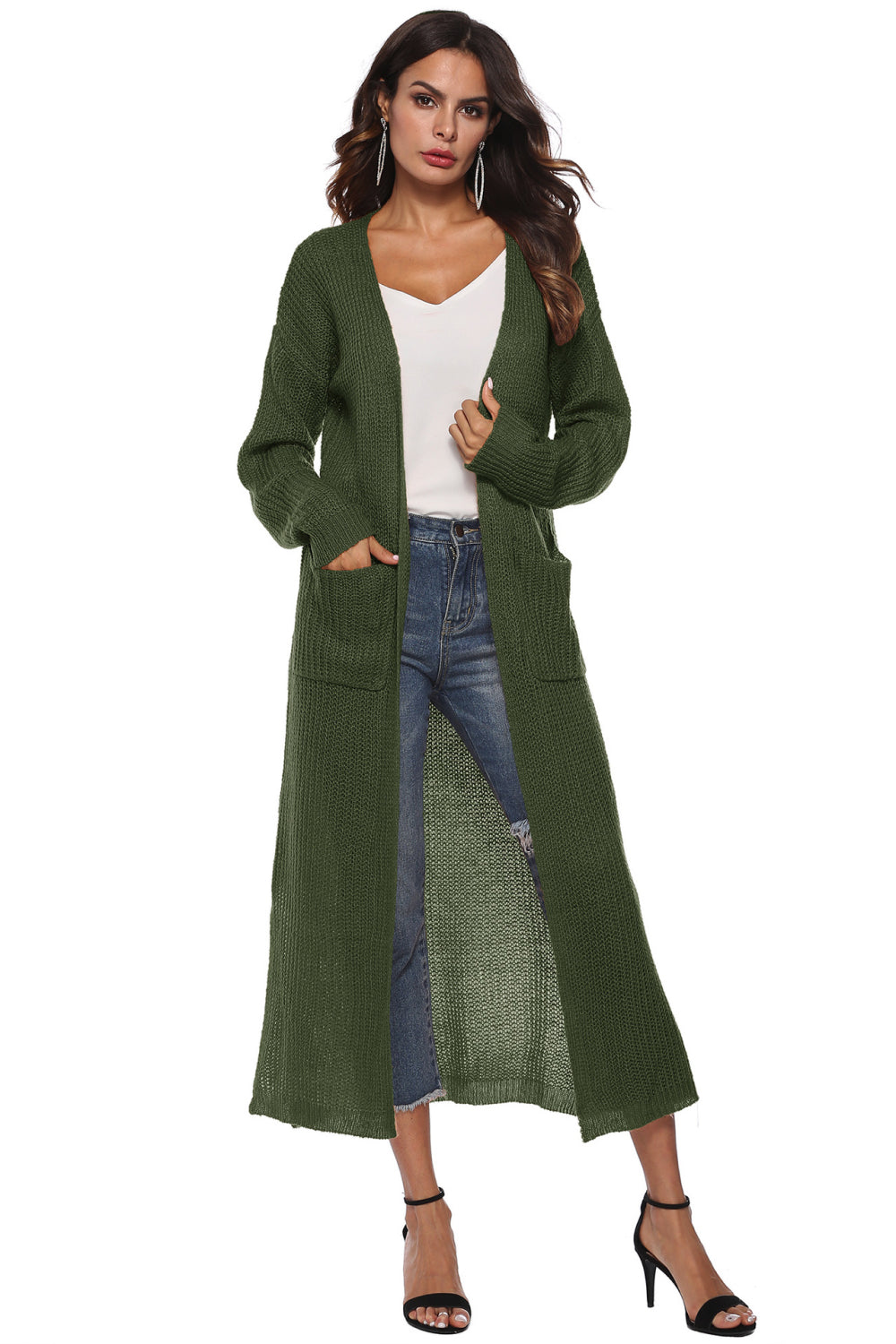 swvws Long Sleeve Open Front Buttoned Cardigan