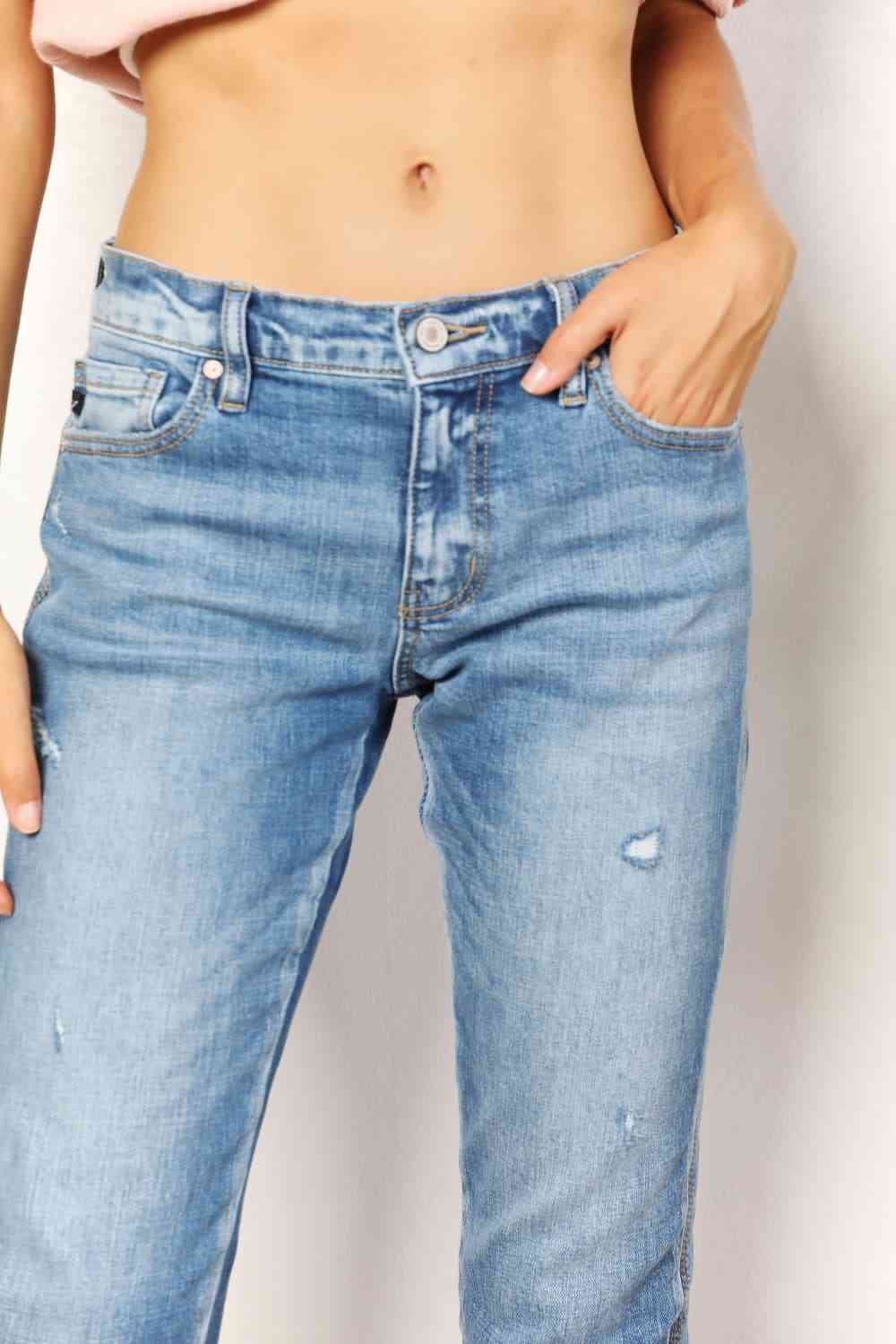 swvws Kancan Full Size Mid Rise Slim Boyfriend Jeans