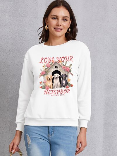 swvws LOVE YOUR NEIGHBOR Round Neck Sweatshirt