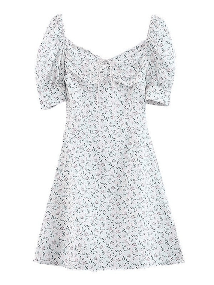 Sixsr Ditsy Floral Short-Sleeve Mini Dress