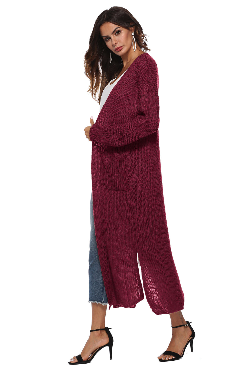 swvws Long Sleeve Open Front Buttoned Cardigan