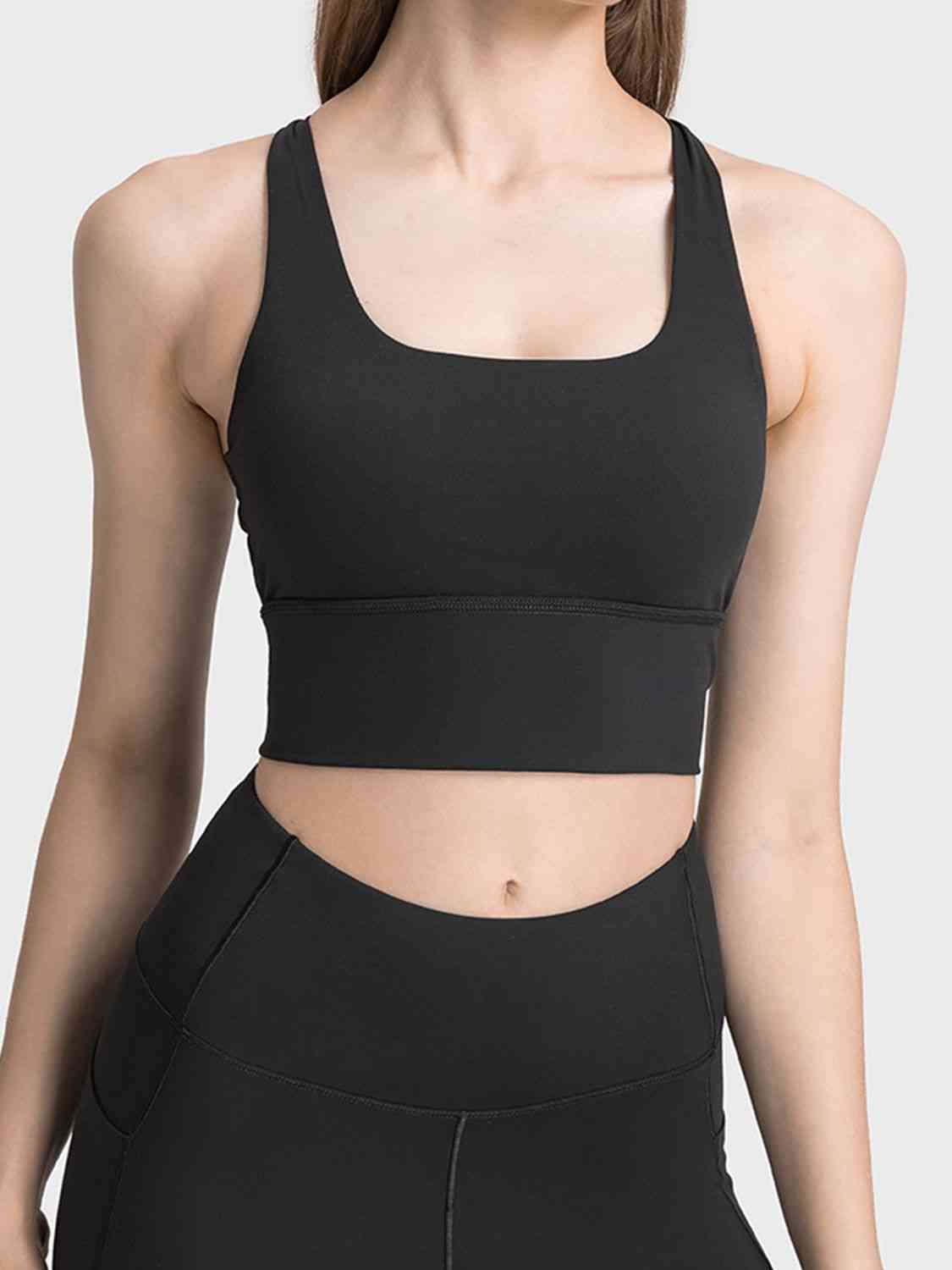 swvws Scoop Neck Crisscross Straps Sports Bra