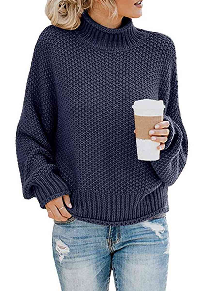 swvws Turtleneck Dropped Shoulder Sweater