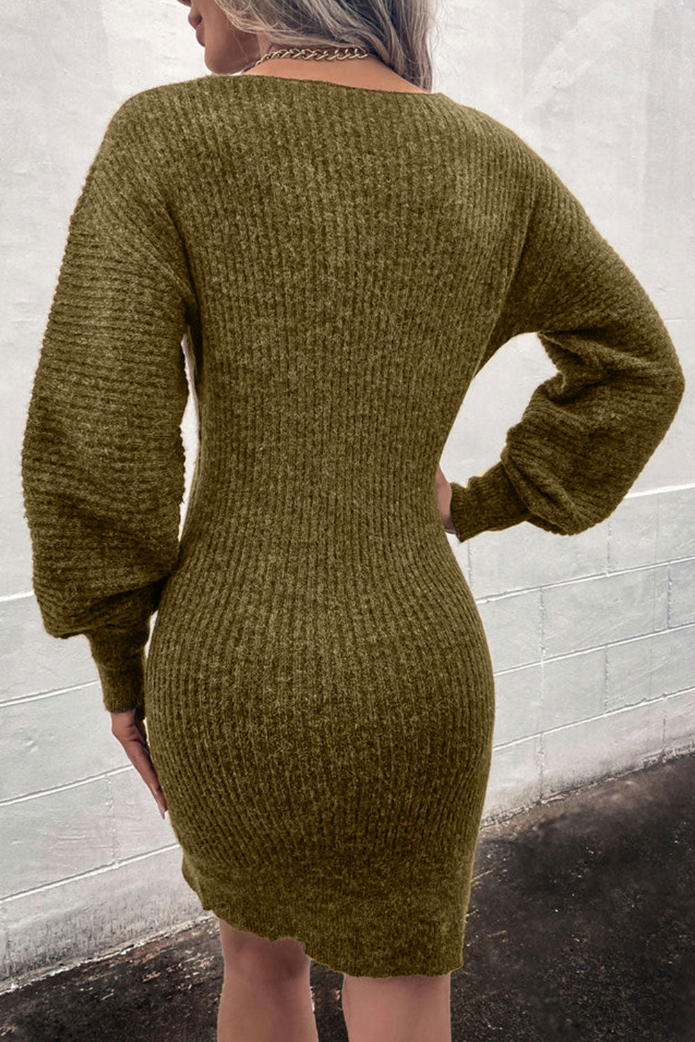 swvws Ribbed Long Sleeve Sweater Dress