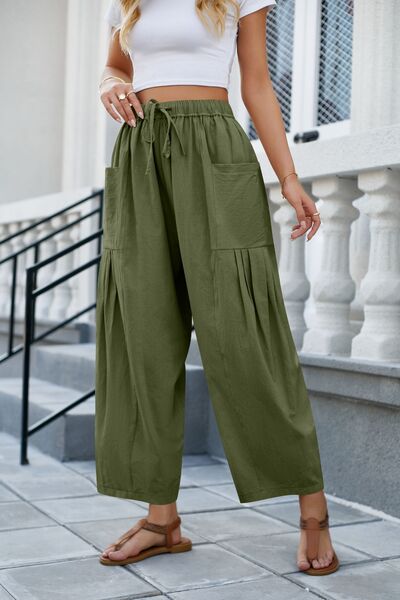 swvws Drawstring Pocketed Wide Leg Pant