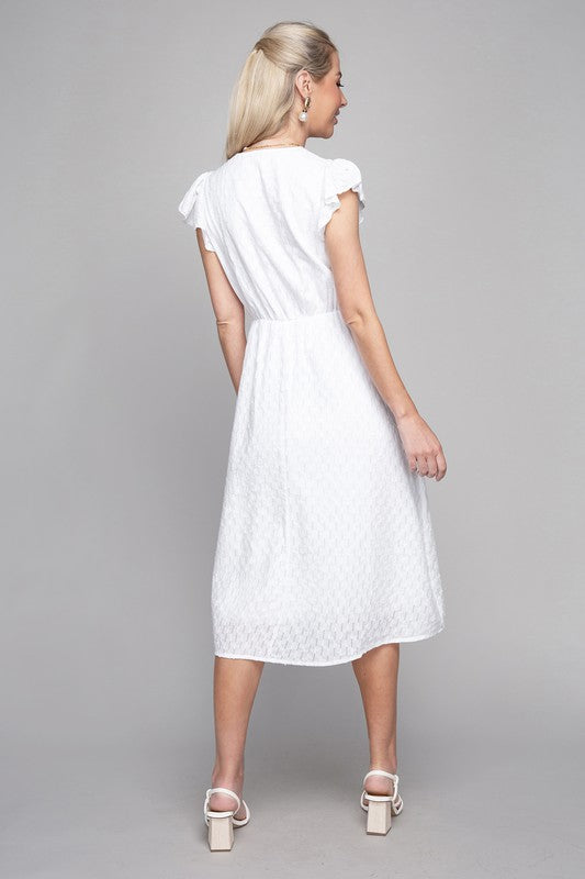 swvws V neck embroidered eyelet dress