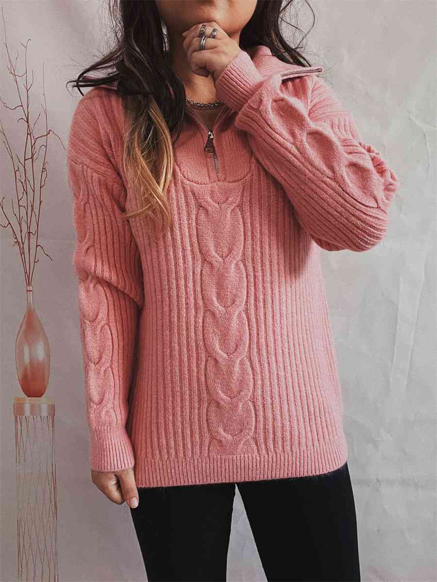 swvws Ribbed Half Zip Long Sleeve Sweater