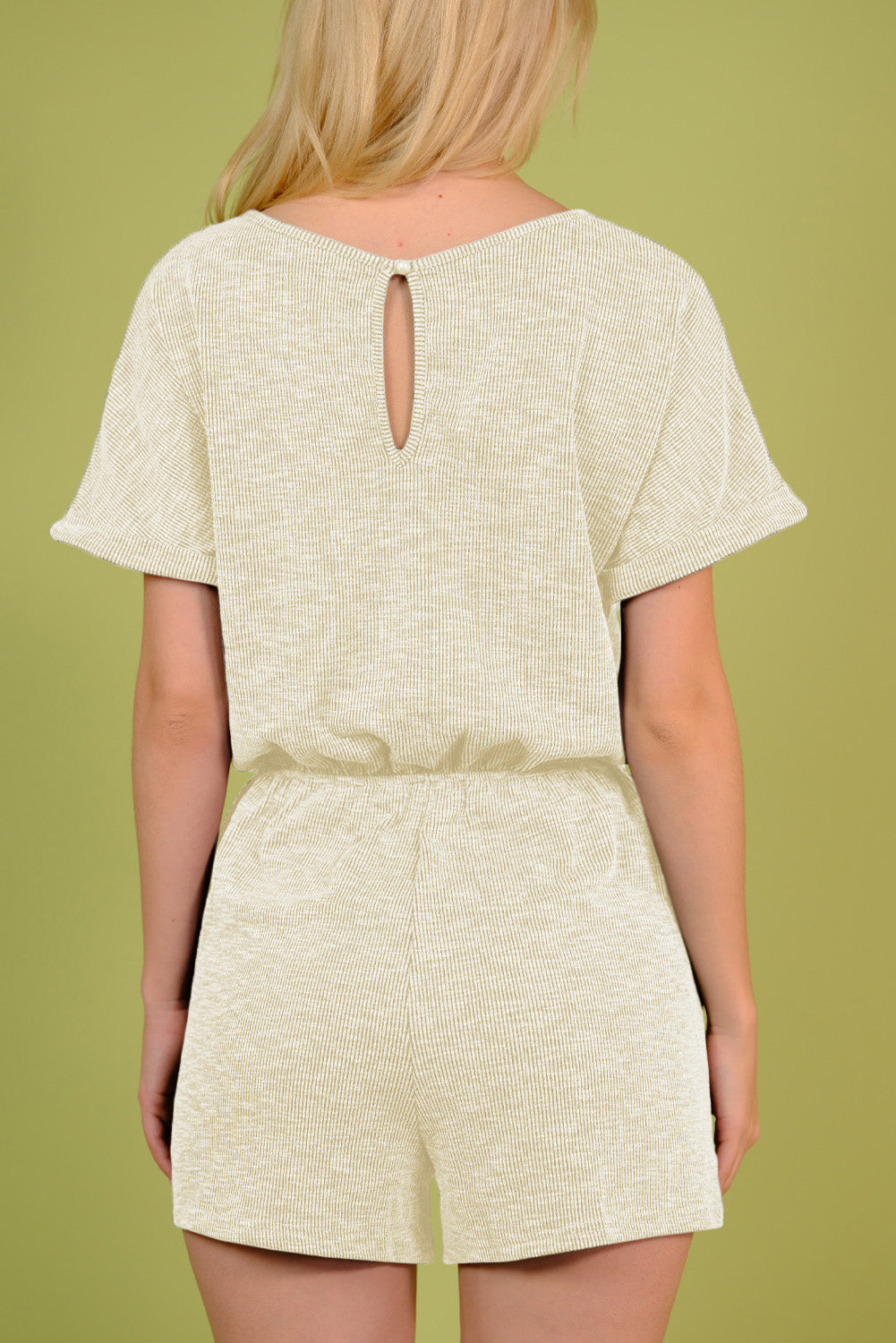 swvws Round Neck Short Sleeve Romper with Pockets