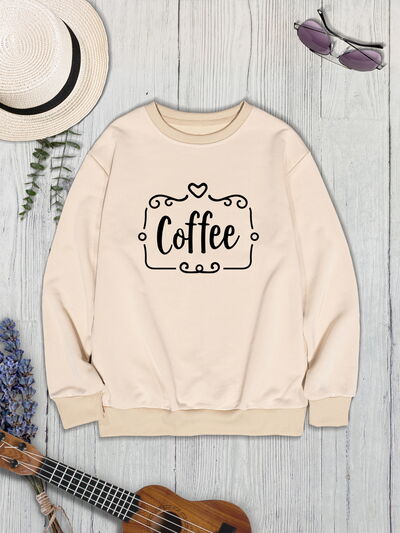 swvws COFFEE Round Neck Dropped Shoulder Sweatshirt