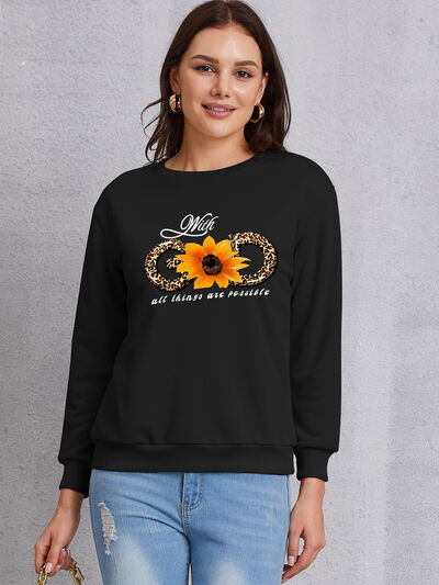 swvws Sunflower Round Neck Dropped Shoulder Sweatshirt