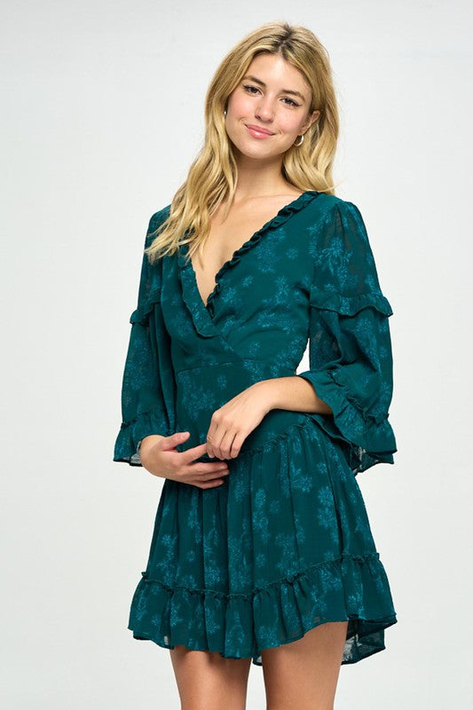 swvws Chiffon Ruffle Mini Dress