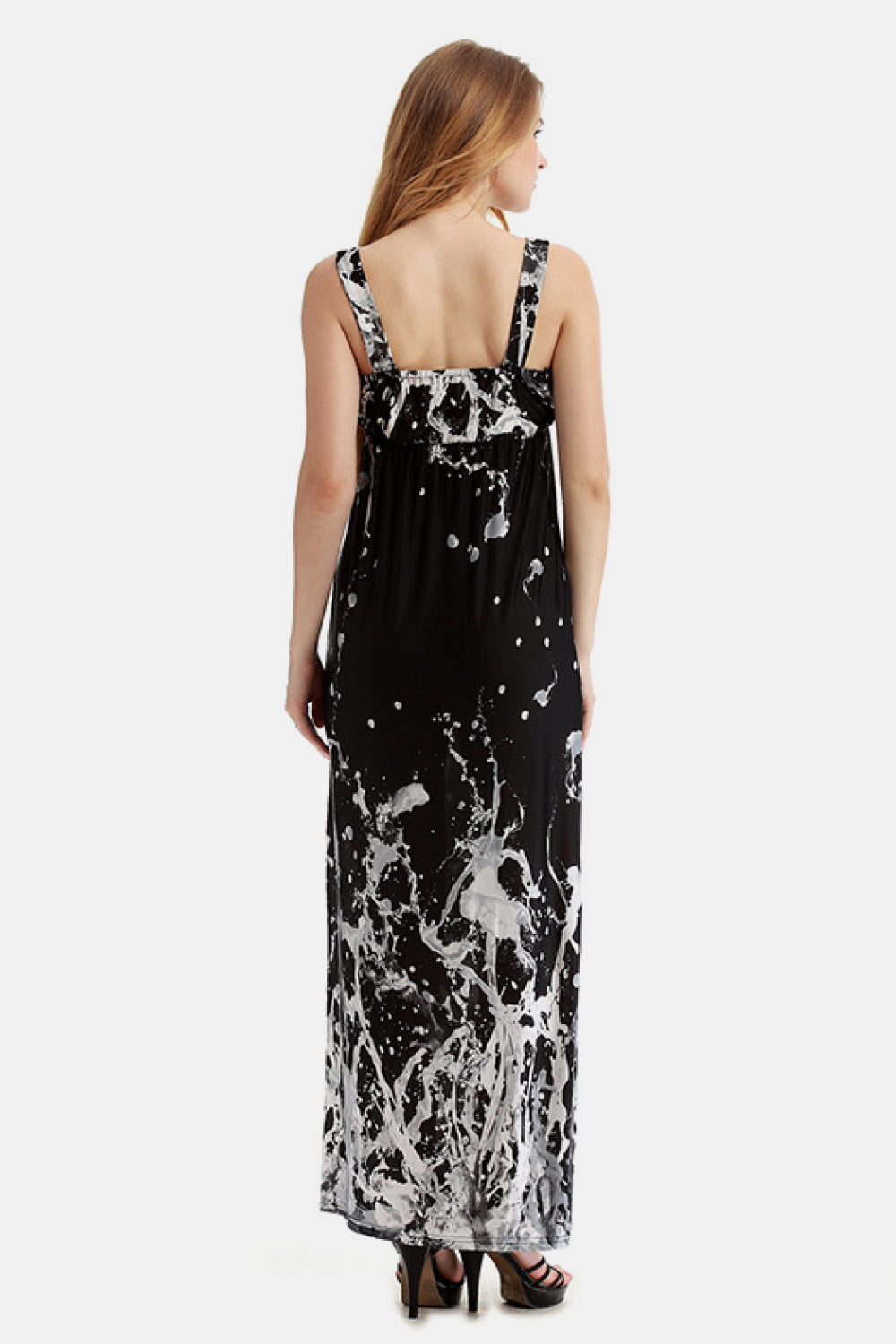 swvws Printed Surplice Neck Sleeveless Maxi Dress