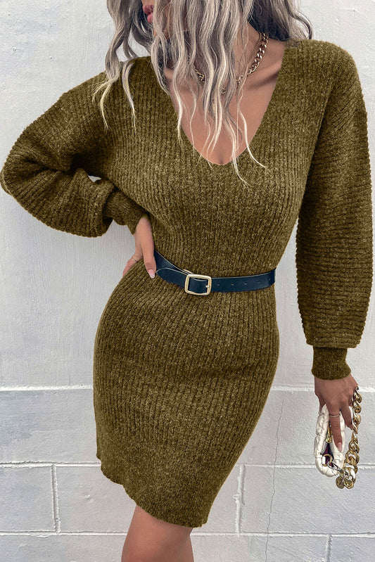 swvws Ribbed Long Sleeve Sweater Dress