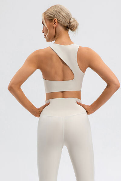 swvws Round Neck Cutout Cropped Active Tank