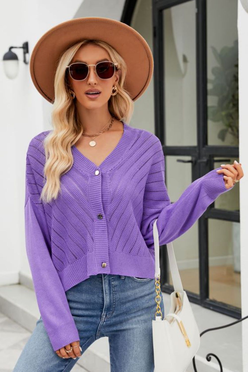 swvws V-Neck Button Down Cardigan