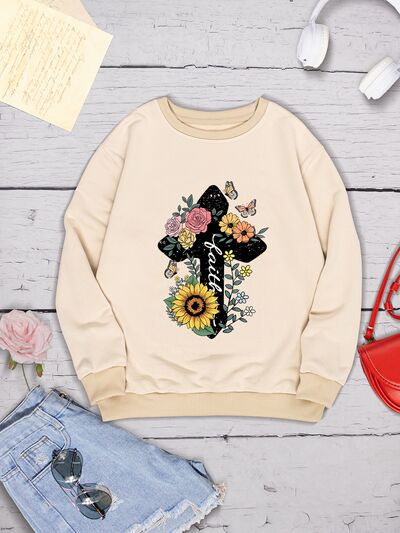 swvws Graphic Round Neck Dropped Shoulder Sweatshirt