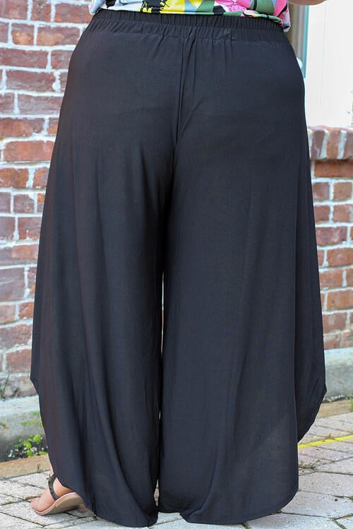 swvws Plus Size Tie Front Wide Leg Pants