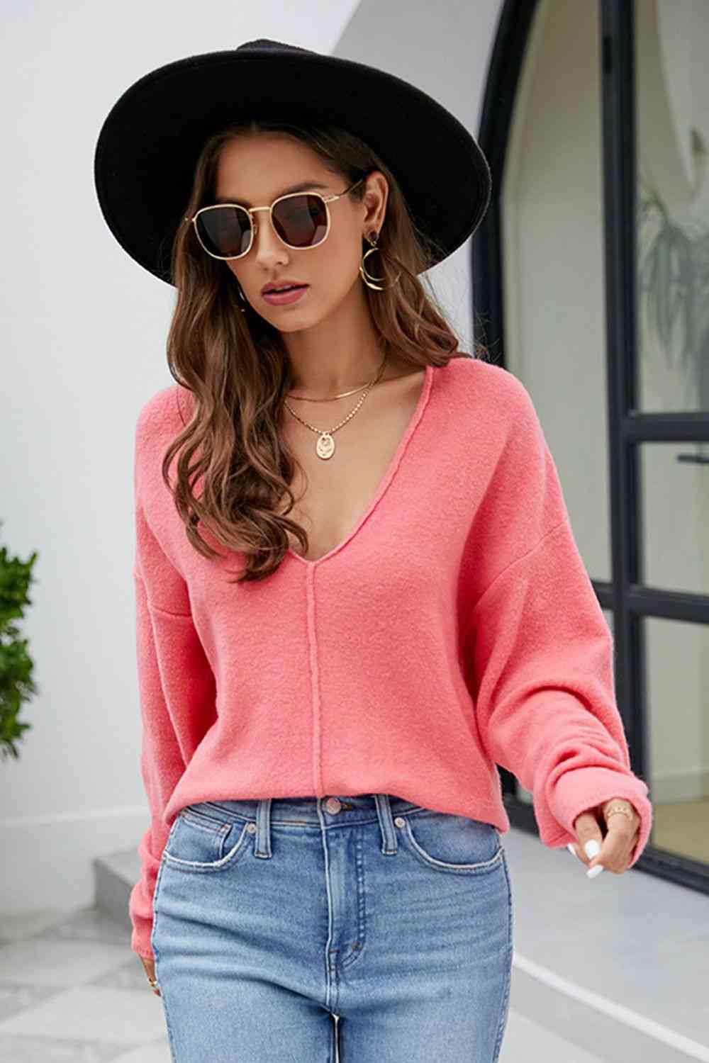 swvws V-Neck Center Seam Sweater