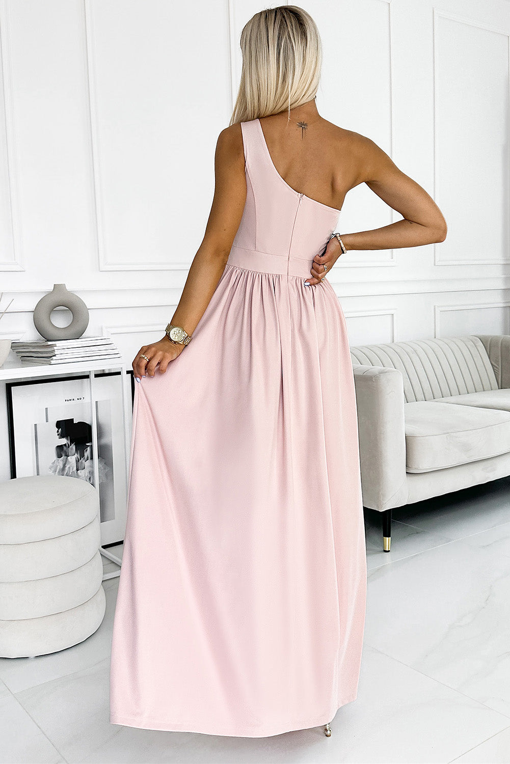 swvws One-Shoulder Slit Maxi Dress