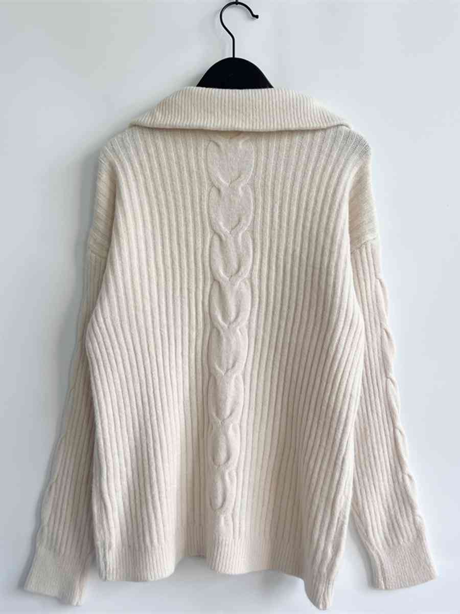 swvws Ribbed Half Zip Long Sleeve Sweater