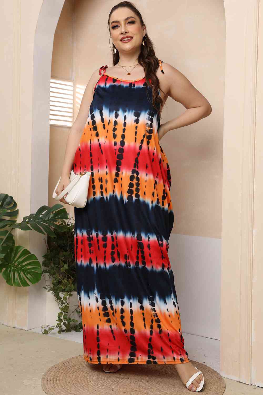 swvws Plus Size Tie-Shoulder Maxi Dress