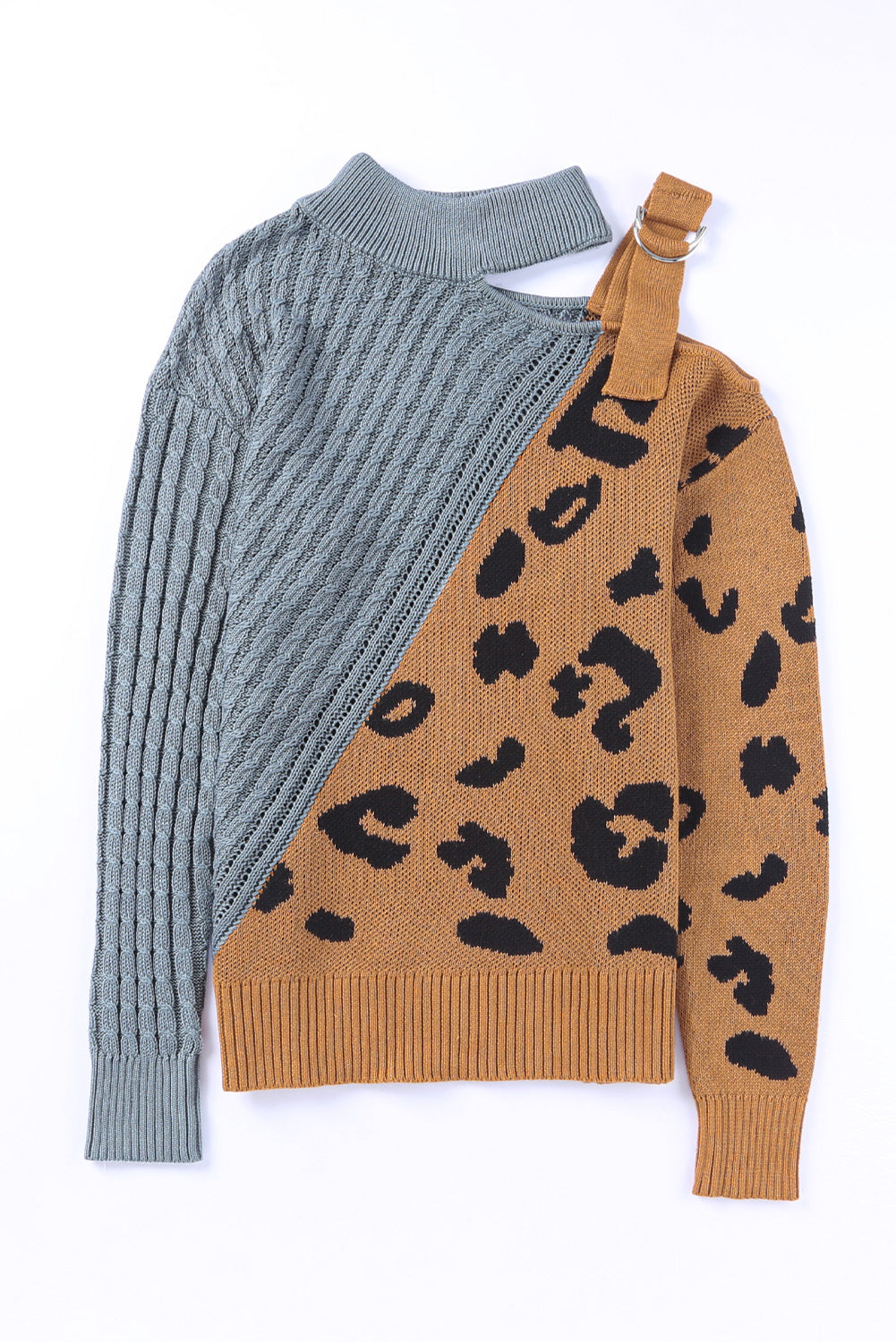 swvws Leopard  Block Turtleneck Sweater