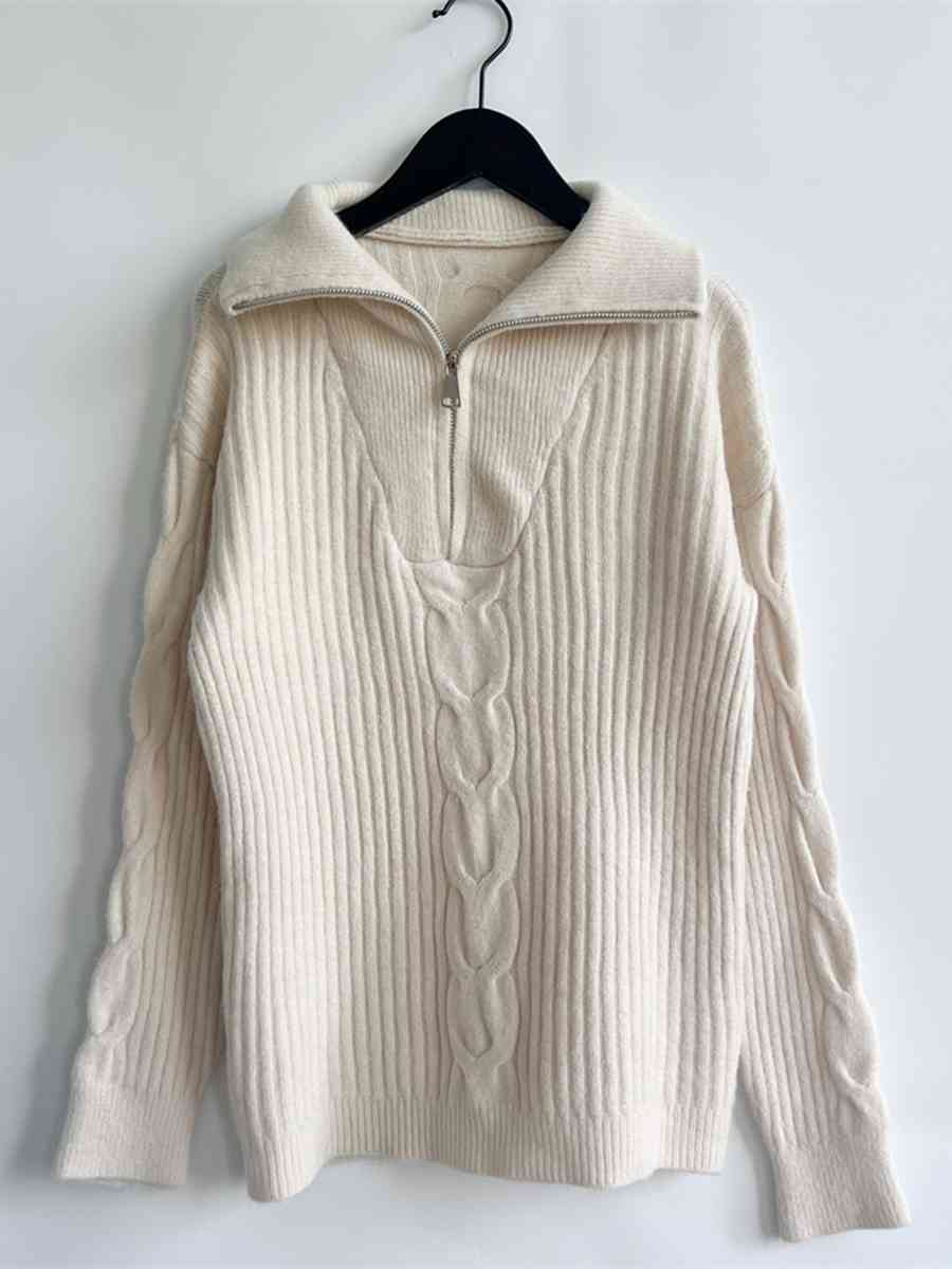 swvws Ribbed Half Zip Long Sleeve Sweater