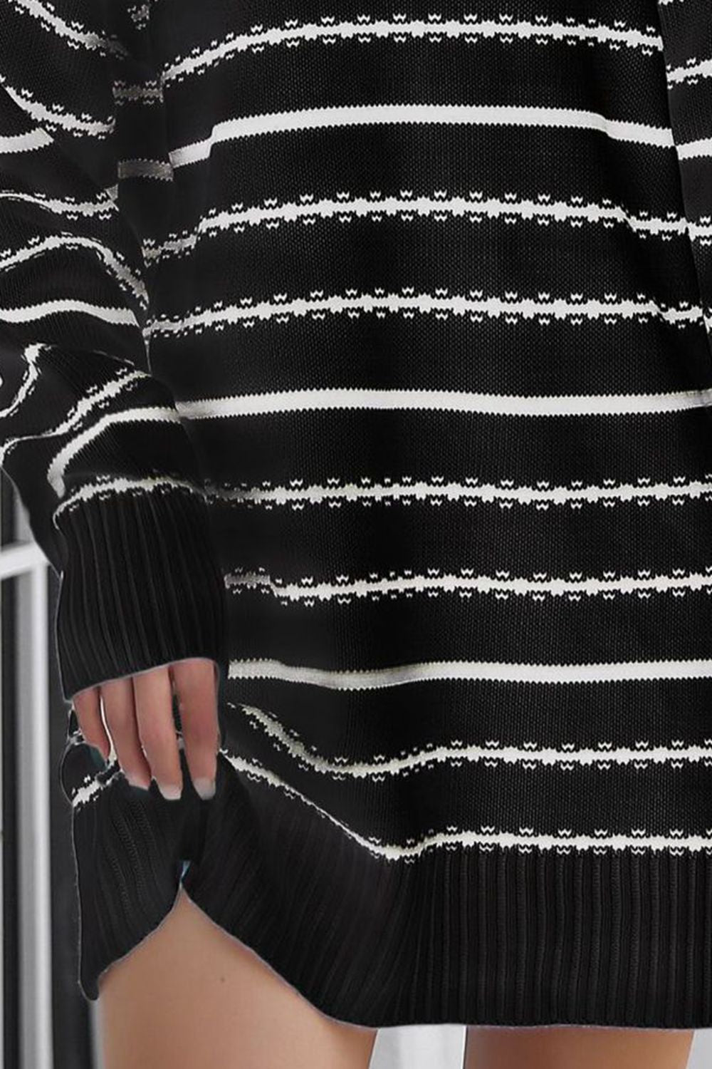 swvws Striped V-Neck Sweater Dress