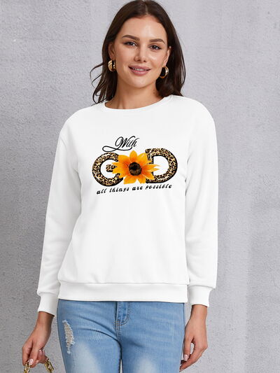 swvws Sunflower Round Neck Dropped Shoulder Sweatshirt