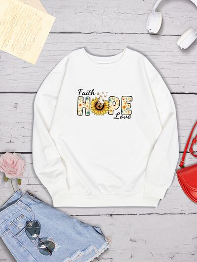 swvws FAITH HOPE LOVE Round Neck Sweatshirt