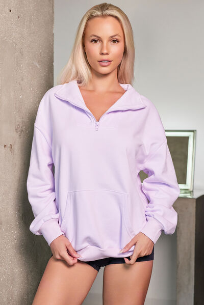 swvws Quarter Zip Dropped Shoulder Sweatshirt