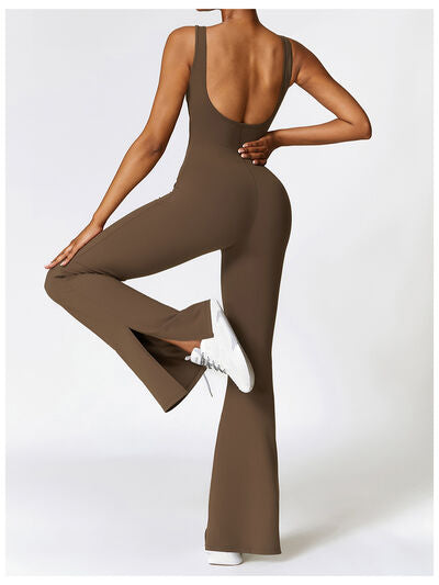 swvws Wide Strap Bootcut Slit Active Jumpsuit