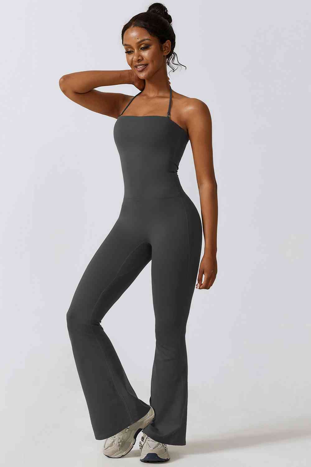 swvws Halter Neck Flare Sport Jumpsuit