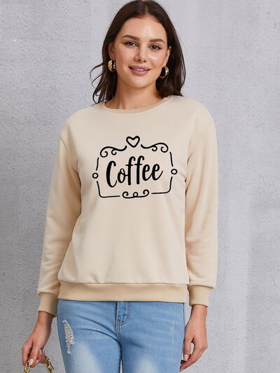 swvws COFFEE Round Neck Dropped Shoulder Sweatshirt