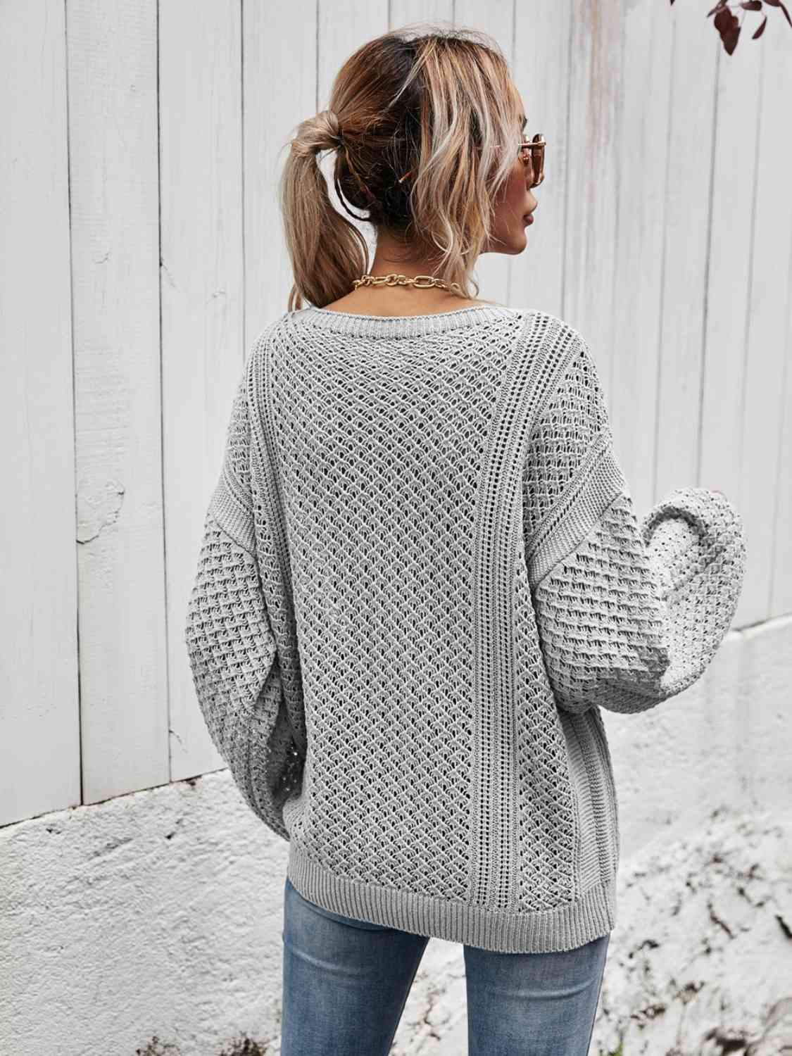 swvws V-Neck Dropped Shoulder Sweater